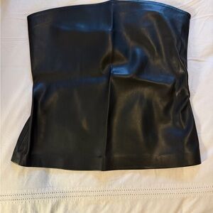 Susana Monaco Black Faux Leather Tube Top